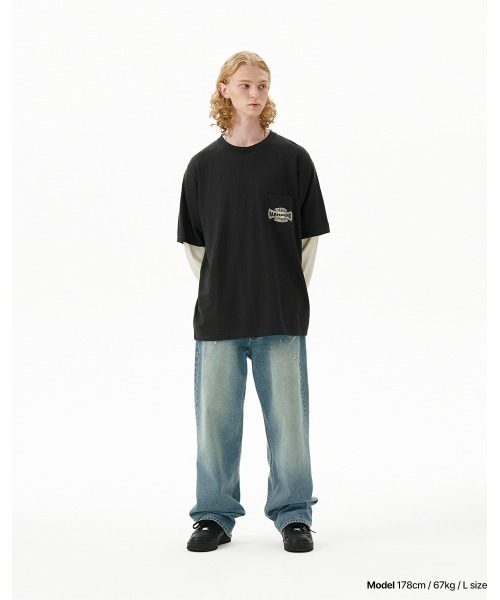 MAHAGRID(マハグリッド)の「『mahagrid/マハグリッド』 CROSS LOGO THERMAL LS TEE/クロスロゴデザイン レイヤード長袖Tシャツ(Tシャツ/カットソー・レディース・オレンジ/チャコールグレー・M/L)」の4枚目の写真