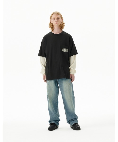 MAHAGRID(マハグリッド)の「『mahagrid/マハグリッド』 CROSS LOGO THERMAL LS TEE/クロスロゴデザイン レイヤード長袖Tシャツ(Tシャツ/カットソー・レディース・オレンジ/チャコールグレー・M/L)」の6枚目の写真