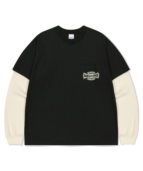 MAHAGRID(マハグリッド)の「『mahagrid/マハグリッド』 CROSS LOGO THERMAL LS TEE/クロスロゴデザイン レイヤード長袖Tシャツ(Tシャツ/カットソー・レディース・オレンジ/チャコールグレー・M/L)」の11枚目の写真