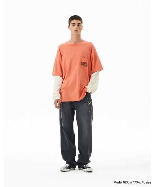 MAHAGRID(マハグリッド)の「『mahagrid/マハグリッド』 CROSS LOGO THERMAL LS TEE/クロスロゴデザイン レイヤード長袖Tシャツ(Tシャツ/カットソー・レディース・オレンジ/チャコールグレー・M/L)」の7枚目の写真