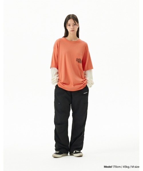 MAHAGRID(マハグリッド)の「『mahagrid/マハグリッド』 CROSS LOGO THERMAL LS TEE/クロスロゴデザイン レイヤード長袖Tシャツ(Tシャツ/カットソー・レディース・オレンジ/チャコールグレー・M/L)」の9枚目の写真