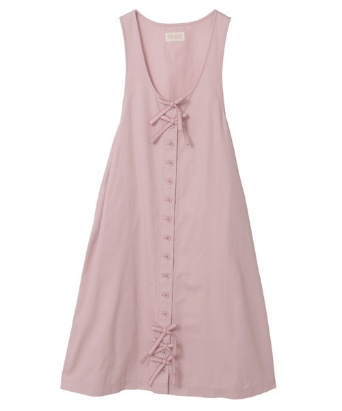 リボンモチーフ付きジャンバースカート（ジャンパースカート）｜PINK