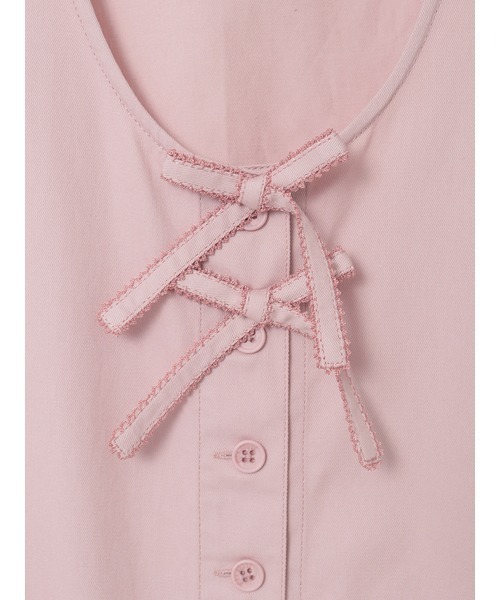 リボンモチーフ付きジャンバースカート（ジャンパースカート）｜PINK