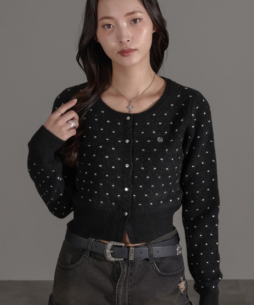 apres jour mignon（アプレジュールミニョン）の「ドット柄ニットカーディガン（カーディガン/ボレロ・レディース・ブラック/オフホワイト/グレー・フリー/LARGE）」の15枚目の写真
