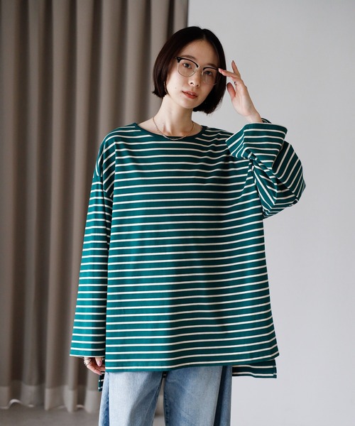 amini（アミニ）の「ビックシルエットボータートップス（Tシャツ/カットソー・レディース・ブラック×ホワイト/グリーン系/ワイン系/ホワイト×ブラック・MEDIUM）」の15枚目の写真