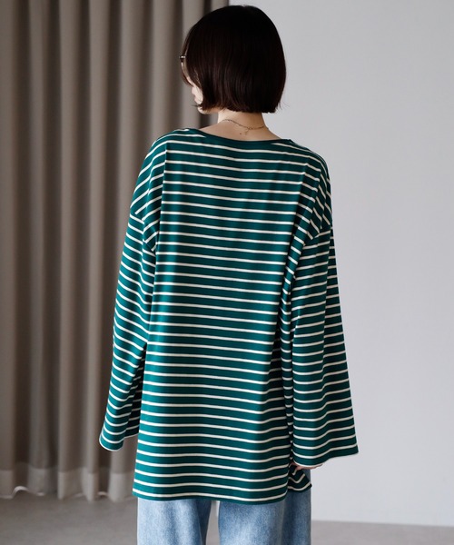 amini（アミニ）の「ビックシルエットボータートップス（Tシャツ/カットソー・レディース・ブラック×ホワイト/グリーン系/ワイン系/ホワイト×ブラック・MEDIUM）」の17枚目の写真