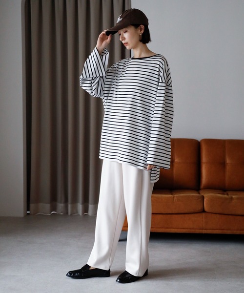 amini（アミニ）の「ビックシルエットボータートップス（Tシャツ/カットソー・レディース・ブラック×ホワイト/グリーン系/ワイン系/ホワイト×ブラック・MEDIUM）」の18枚目の写真