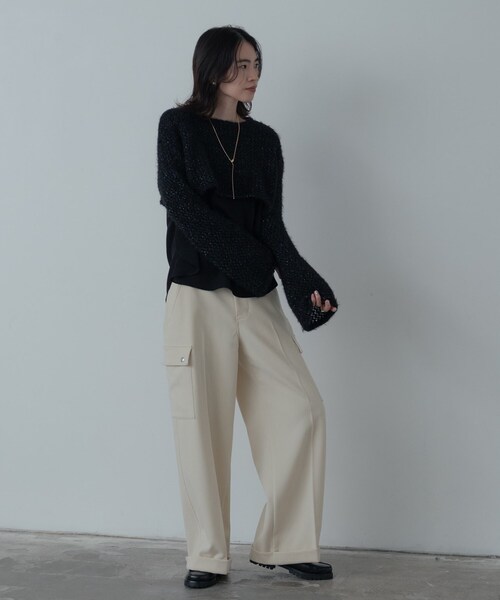 GALLEST(ギャレスト)の「クロップドメッシュニット(ニット/セーター・レディース・ブラック系8/ベージュ系8・38)」の10枚目の写真