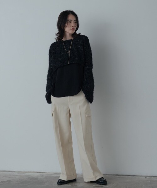 GALLEST(ギャレスト)の「クロップドメッシュニット(ニット/セーター・レディース・ブラック系8/ベージュ系8・38)」の11枚目の写真