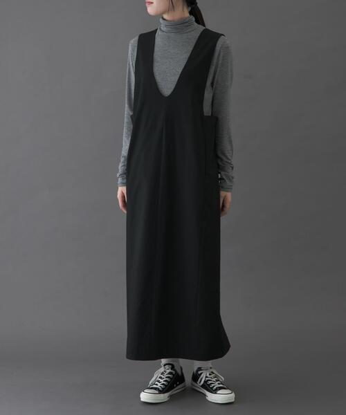 FORK&SPOON(フォークアンドスプーン)の「FORK&SPOON ウールライクジャンパースカート(ワンピース・レディース・ブラック/グレー系その他・1/2)」の2枚目の写真