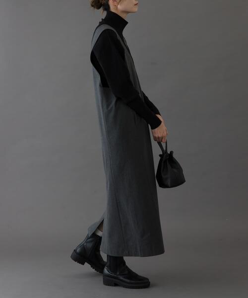 FORK&SPOON(フォークアンドスプーン)の「FORK&SPOON ウールライクジャンパースカート(ワンピース・レディース・ブラック/グレー系その他・1/2)」の16枚目の写真