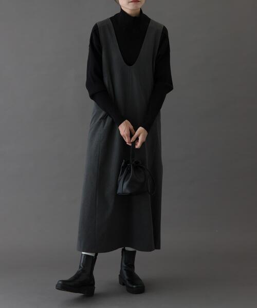 FORK&SPOON(フォークアンドスプーン)の「FORK&SPOON ウールライクジャンパースカート(ワンピース・レディース・ブラック/グレー系その他・1/2)」の18枚目の写真