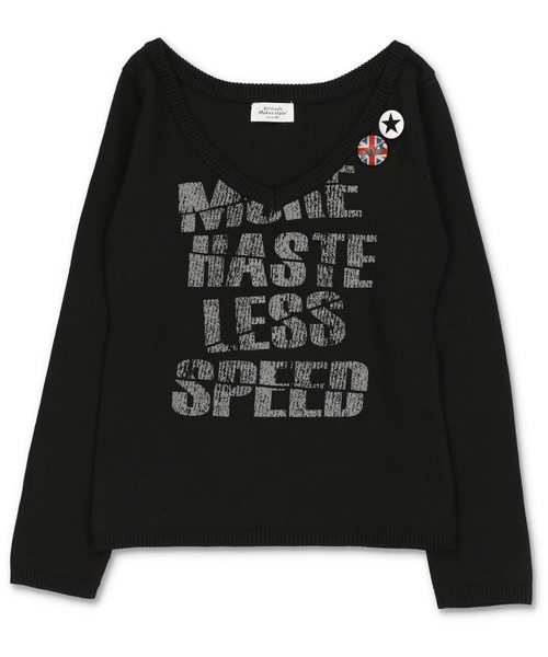 SPINNS(スピンズ)の「Vネックで色気盛れ★缶バッジ付きギャル復活ニット(ニット/セーター・レディース・ブラック/杢グレー/ボルドー/オフホワイト・ONESIZE)」の15枚目の写真