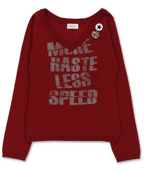 SPINNS(スピンズ)の「Vネックで色気盛れ★缶バッジ付きギャル復活ニット(ニット/セーター・レディース・ブラック/杢グレー/ボルドー/オフホワイト・ONESIZE)」の13枚目の写真