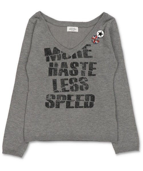 SPINNS(スピンズ)の「Vネックで色気盛れ★缶バッジ付きギャル復活ニット(ニット/セーター・レディース・ブラック/杢グレー/ボルドー/オフホワイト・ONESIZE)」の11枚目の写真