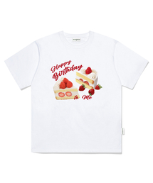 ESCF バースデートゥミプリントオーバーサイズ半袖Tシャツ ホワイト