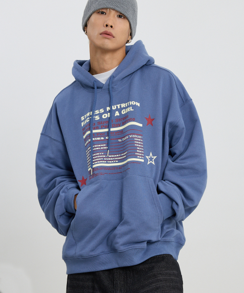 HOODHOOD(フッドフッド)の「Girl Stress Nutrition フードダストブルー(パーカー・レディース・その他・1/2)」の1枚目の写真