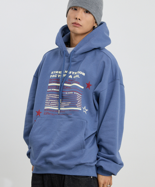 HOODHOOD(フッドフッド)の「Girl Stress Nutrition フードダストブルー(パーカー・レディース・その他・1/2)」の2枚目の写真