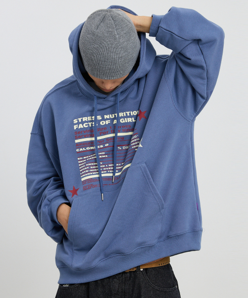 HOODHOOD(フッドフッド)の「Girl Stress Nutrition フードダストブルー(パーカー・レディース・その他・1/2)」の3枚目の写真