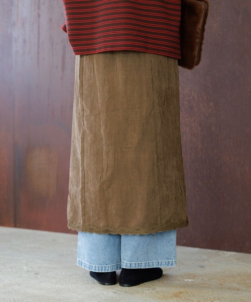 studio CLIP（スタディオクリップ）の「【WEB限定】スエードライクスカート（スカート・レディース・ライトベージュ/ブラウン・FREE）」の5枚目の写真