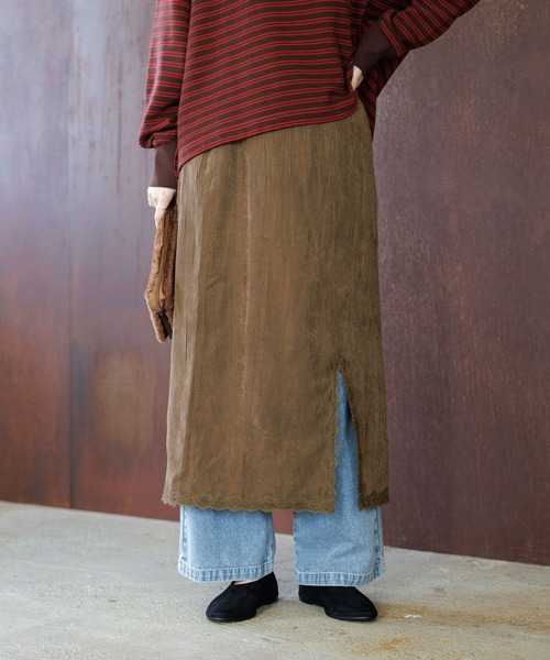 studio CLIP（スタディオクリップ）の「【WEB限定】スエードライクスカート（スカート・レディース・ライトベージュ/ブラウン・FREE）」の6枚目の写真