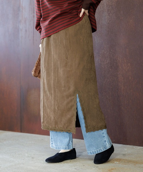 studio CLIP（スタディオクリップ）の「【WEB限定】スエードライクスカート（スカート・レディース・ライトベージュ/ブラウン・FREE）」の7枚目の写真