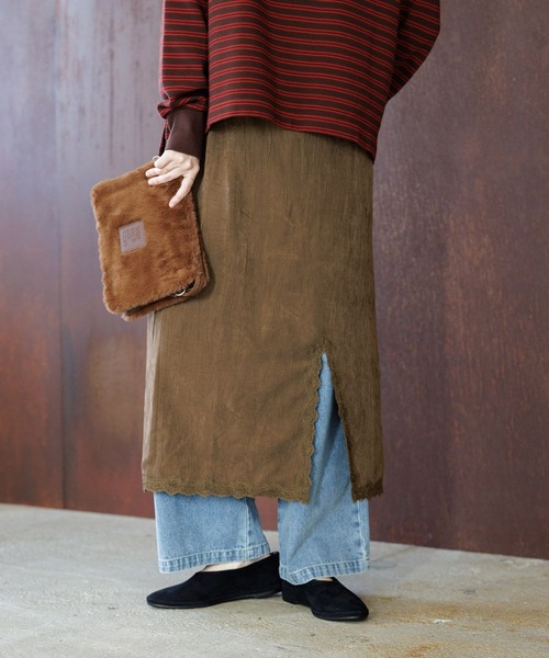 studio CLIP（スタディオクリップ）の「【WEB限定】スエードライクスカート（スカート・レディース・ライトベージュ/ブラウン・FREE）」の8枚目の写真