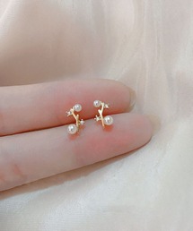 YU-KA:ツインパールボタニカルピアス twin Pearl pierce