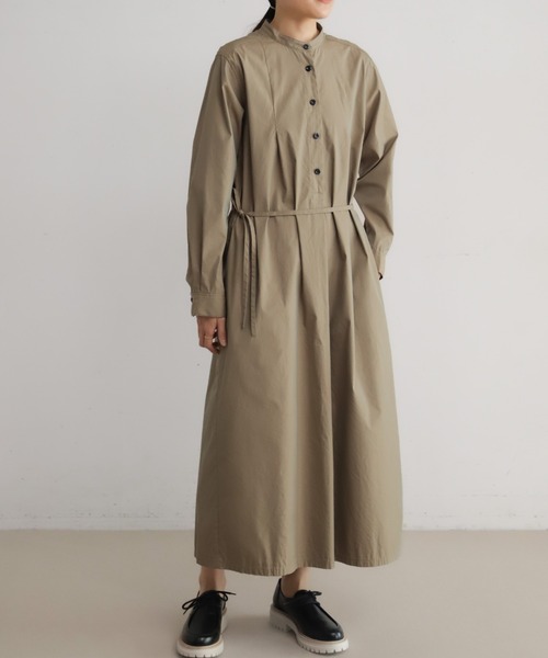 Blanc Bleu Minuit MIXホース スタンドネックワンピース Blanc Bleu