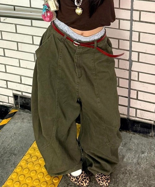 CANVAS+（キャンバスプラス）の「【CANVAS＋】立体スーパールーズワイドパンツ（その他パンツ・レディース・カーキ・L/M/S）」の6枚目の写真