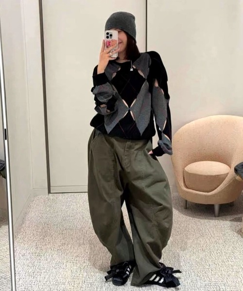 CANVAS+（キャンバスプラス）の「【CANVAS＋】立体スーパールーズワイドパンツ（その他パンツ・レディース・カーキ・L/M/S）」の10枚目の写真