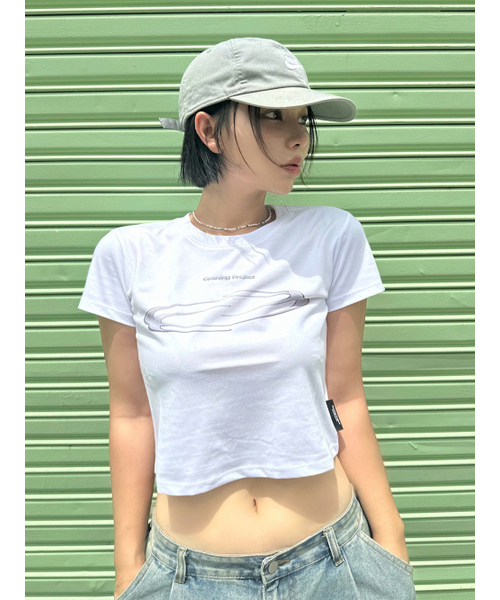 Opening Project（オープニングプロジェクト）の「W Cropped Symbol T Shirt - 3D / White（Tシャツ/カットソー・レディース・その他・1/2）」の2枚目の写真