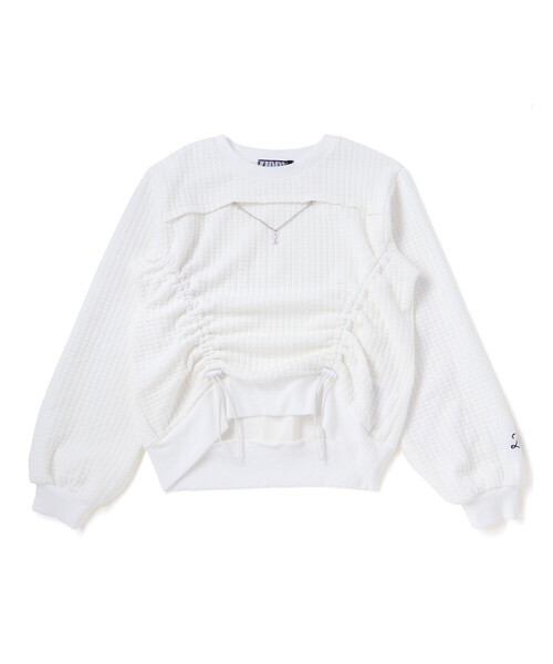 ZIDDY（ジディ）の「膨れジャガードﾄドロストトップス(130~160cm)（スウェット・キッズ・ホワイト/ブラック・140cm/FREE/150cm/130cm）」の7枚目の写真