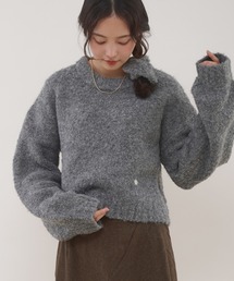 loop yarn short knit & scrunchie set / ループヤーンショート丈ニット&シュシュセット