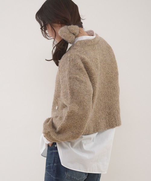 MUHET(ミュエータ)の「loop yarn short knit & scrunchie set / ループヤーンショート丈ニット&シュシュセット(ニット/セーター・レディース・チャコールグレー/ライトブルー/ブラウン・FREE)」の18枚目の写真