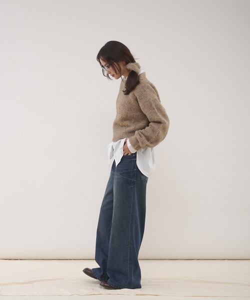 MUHET(ミュエータ)の「loop yarn short knit & scrunchie set / ループヤーンショート丈ニット&シュシュセット(ニット/セーター・レディース・チャコールグレー/ライトブルー/ブラウン・FREE)」の20枚目の写真