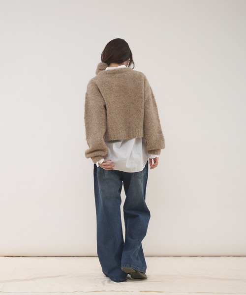 MUHET(ミュエータ)の「loop yarn short knit & scrunchie set / ループヤーンショート丈ニット&シュシュセット(ニット/セーター・レディース・チャコールグレー/ライトブルー/ブラウン・FREE)」の21枚目の写真