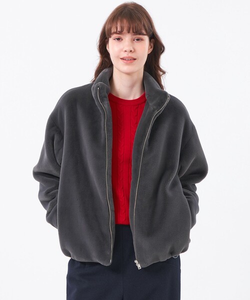 MACKINTOSH PHILOSOPHY（ﾏｯｷﾝﾄｯｼｭ ﾌｨﾛｿﾌｨｰ）の「フェイクファースタンドブルゾン（ブルゾン・レディース・ベージュ/チャコールグレー・36/38）」の2枚目の写真