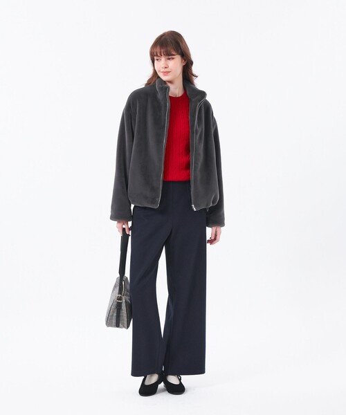 MACKINTOSH PHILOSOPHY（ﾏｯｷﾝﾄｯｼｭ ﾌｨﾛｿﾌｨｰ）の「フェイクファースタンドブルゾン（ブルゾン・レディース・ベージュ/チャコールグレー・36/38）」の3枚目の写真