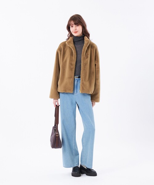 MACKINTOSH PHILOSOPHY（ﾏｯｷﾝﾄｯｼｭ ﾌｨﾛｿﾌｨｰ）の「フェイクファースタンドブルゾン（ブルゾン・レディース・ベージュ/チャコールグレー・36/38）」の4枚目の写真