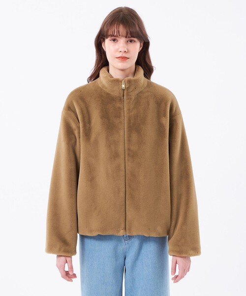 MACKINTOSH PHILOSOPHY（ﾏｯｷﾝﾄｯｼｭ ﾌｨﾛｿﾌｨｰ）の「フェイクファースタンドブルゾン（ブルゾン・レディース・ベージュ/チャコールグレー・36/38）」の5枚目の写真