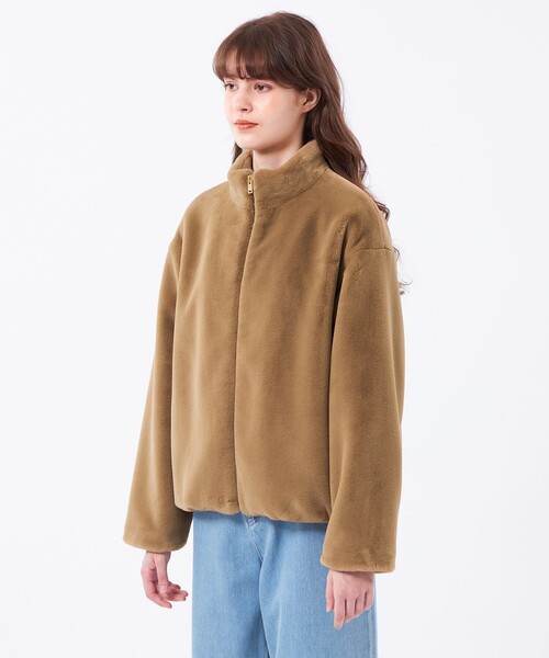 MACKINTOSH PHILOSOPHY（ﾏｯｷﾝﾄｯｼｭ ﾌｨﾛｿﾌｨｰ）の「フェイクファースタンドブルゾン（ブルゾン・レディース・ベージュ/チャコールグレー・36/38）」の6枚目の写真