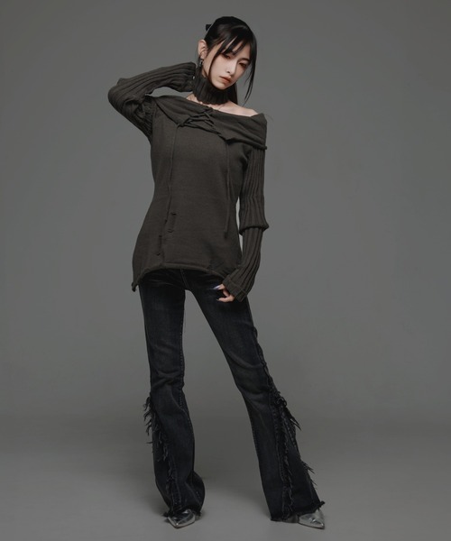 .KOM(ドットコム)の「『.KOM/ドットケーオーエム』デザイントップ【GC】(Tシャツ/カットソー・レディース・ブラック/カーキ・FREE)」の6枚目の写真