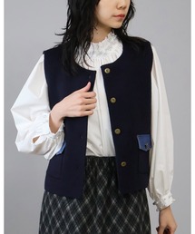 ニット」に該当するベスト（ブルー・ネイビー/青色系・無地