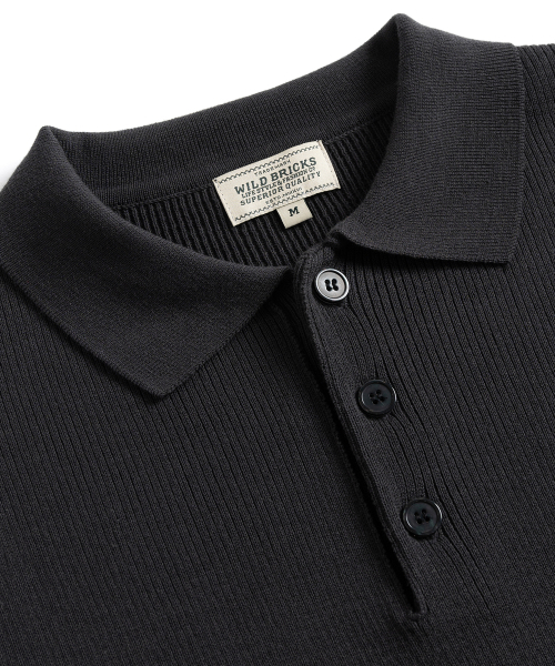 WILD BRICKS(ワイルドブリックス)の「W23 ニットポロシャツ(アッシュブラック)(ポロシャツ・メンズ・その他・MEDIUM/LARGE)」の4枚目の写真
