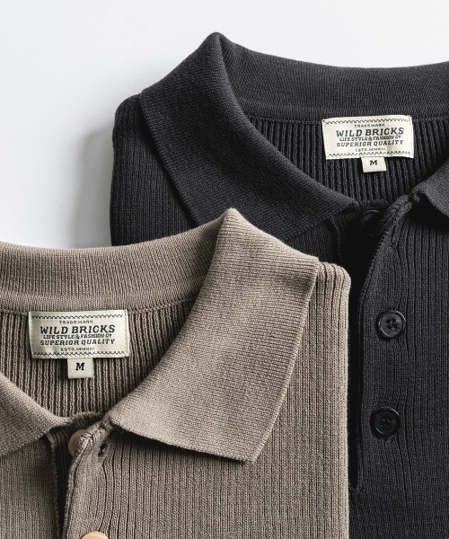 WILD BRICKS(ワイルドブリックス)の「W23 ニットポロシャツ(アッシュブラック)(ポロシャツ・メンズ・その他・MEDIUM/LARGE)」の7枚目の写真