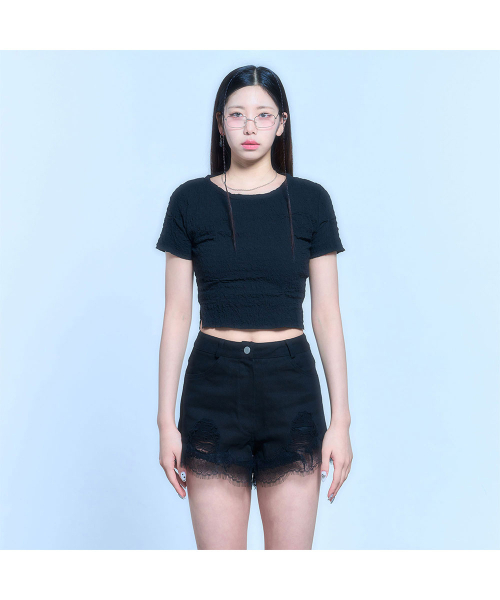 SCHISM INDUCING(スキズムインデューシング)の「CRINKLED T SHIRT_BLACK(Tシャツ/カットソー・レディース・その他・FREE)」の7枚目の写真