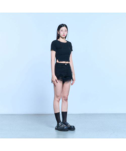 SCHISM INDUCING(スキズムインデューシング)の「CRINKLED T SHIRT_BLACK(Tシャツ/カットソー・レディース・その他・FREE)」の3枚目の写真