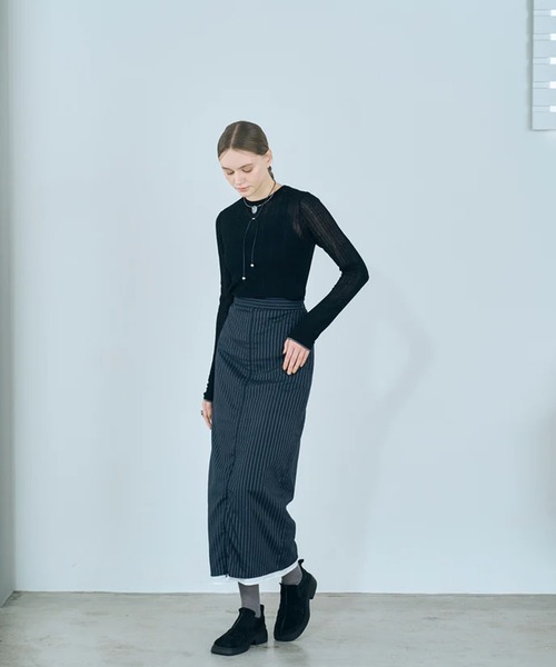 merrylatte（メリーラテ）の「rib sheer tops（Tシャツ/カットソー・レディース・ホワイト/ブラック・FREE）」の9枚目の写真