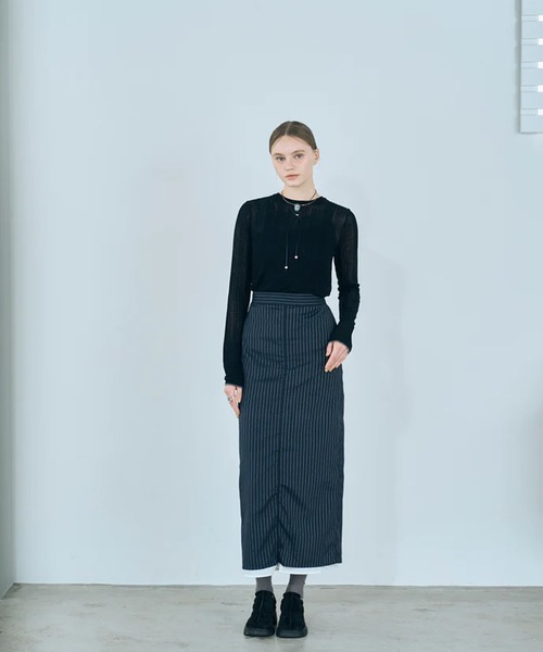 merrylatte（メリーラテ）の「rib sheer tops（Tシャツ/カットソー・レディース・ホワイト/ブラック・FREE）」の21枚目の写真